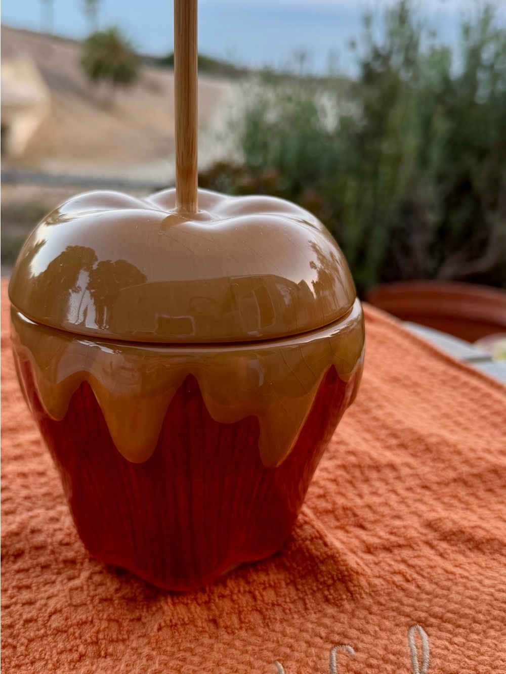 Hallmark Caramel Apple Ceramic Jar - Brown and Orange